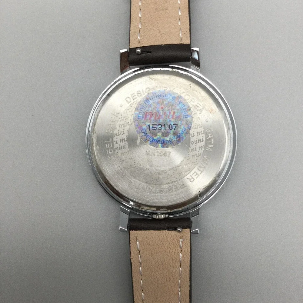 Mini Womens Watch 40mm Multicolor 3D Dial Floral Crystals Leather New Battery